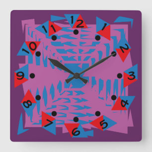 LOVE GEOMETRIX COLORS BY MASANSER SQUARE WALL CLOCK