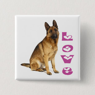 Love German Shepherd Button Pin