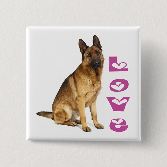 Love German Shepherd Button Pin (Front)