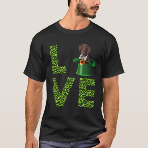 Love German Shorthaired Pointer Shamrock St Patric T_Shirt