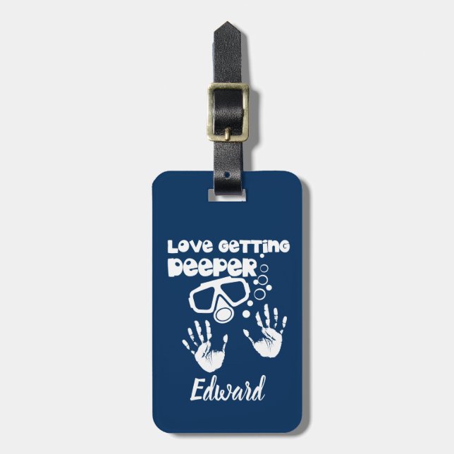 Love Getting Deeper (Scuba Diving) Luggage Tag (Front Vertical)