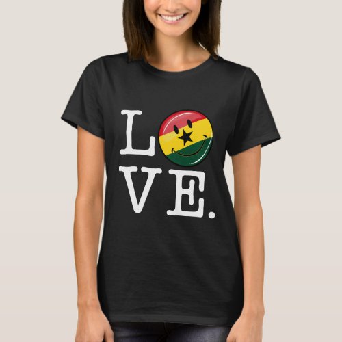 Love Ghana Smiling Ghanian Flag T_Shirt