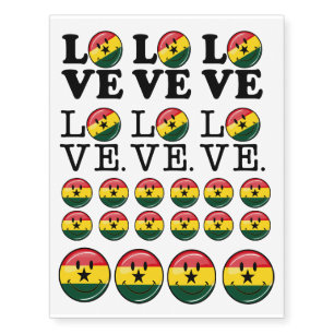 Love Ghana Smiling Ghanian Flag Temporary Tattoos