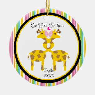 Love Giraffe Couple Christmas Ornament