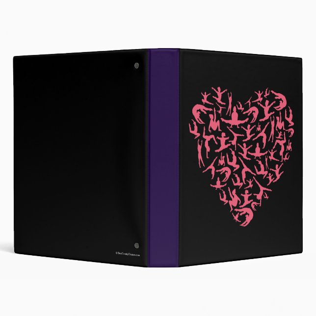 Love Girls Gymnastics - Silhouette Heart 3 Ring Binder (Background)