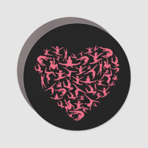Love Girls Gymnastics - Silhouette Heart Car Magnet