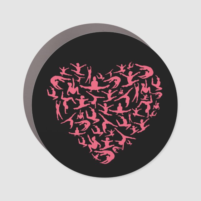 Love Girls Gymnastics - Silhouette Heart Car Magnet (Front)