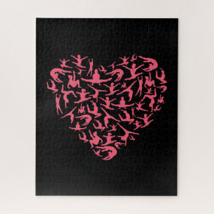 Love Girls Gymnastics - Silhouette Heart Jigsaw Puzzle