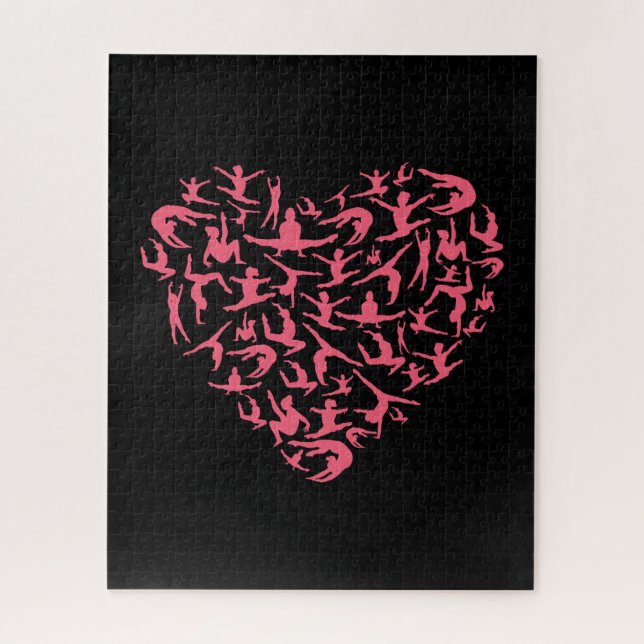 Love Girls Gymnastics - Silhouette Heart Jigsaw Puzzle (Vertical)