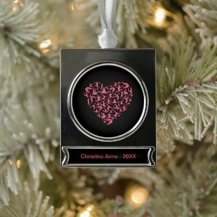 Love Girls Gymnastics - Silhouette Heart Silver Plated Banner Ornament