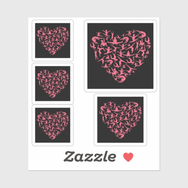 Love Girls Gymnastics - Silhouette Heart Sticker (Sheet)