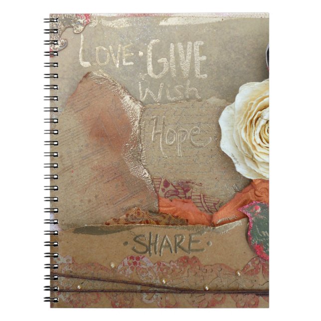Love Give Hope Share Mixed Media Art Notebook (Front)