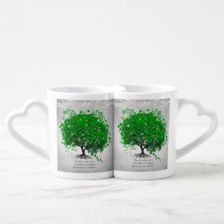 Love gives us Fairy Tale Heart Leaf Tree Wedding Coffee Mug Set