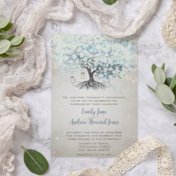 Love Gives Us Fairy Tale Heart Leaf Tree Wedding Invitation by samack at Zazzle