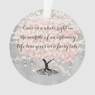 Love gives us Fairy Tale Heart Leaf Tree Wedding O Ornament