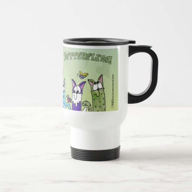 Love Gives you Butterflies-Cats on Fence Travel Mug (Right)