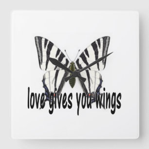 Love Gives You Wings Square Wall Clock