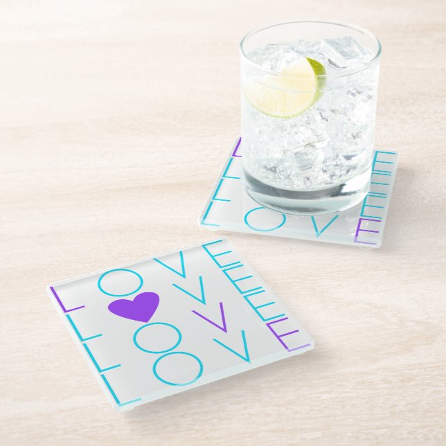 Love Glass Coaster (Angled)