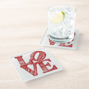 LOVE Glass Coaster , Valentine gift Glass Coasters