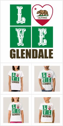 Love Glendale California State Flag Heart