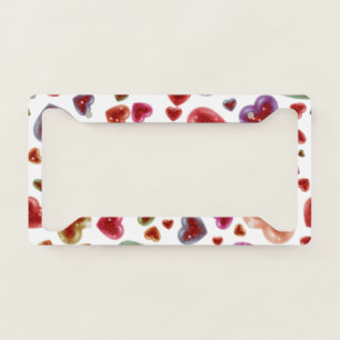 Love, glittery hearts 2 license plate frame