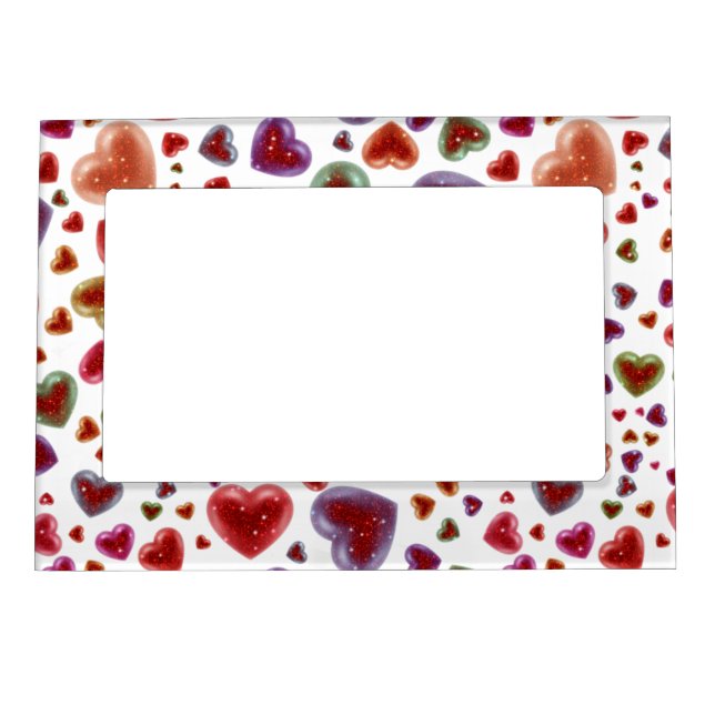 Love, glittery hearts 2 magnetic frame (Front)