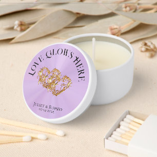 Love Glows Here Hearts- Lavender/Gold Mini Candle Favors