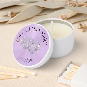 Love Glows Here Hearts- Lavender/Silver Mini Candle Favors