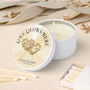 Love Glows Here Hearts- Peach/Gold Mini Candle Favors