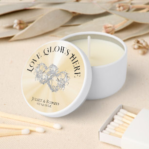 Love Glows Here Hearts- Peach/Silver Mini Candle Favors