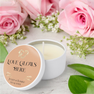 Love Glows Here - Peach Mini Candle Favors