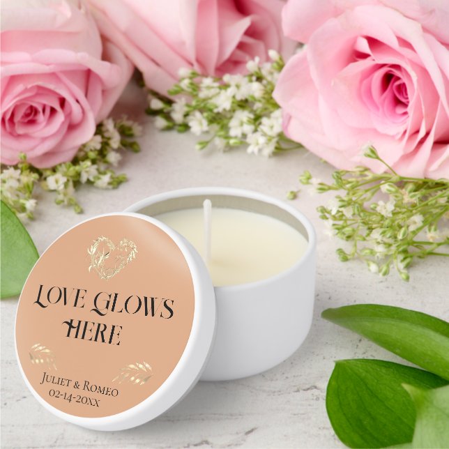 Love Glows Here - Peach Mini Candle Favors (Insitu (Wedding))