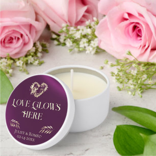 Love Glows Here - Plum Mini Candle Favors