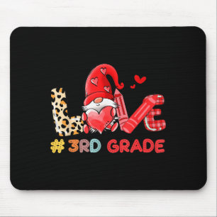 Love Gnome 3rd Grade Teacher Leopard,valentine Tea Mouse Pad