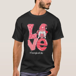 Love Gnome Caregiver Life Funny Valentines Day Mat T-Shirt