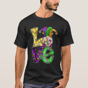 Love Gnome Cute Mardi Gras Leopard Plaid Love Nord T-Shirt