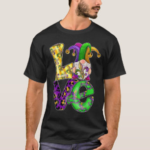 Love Gnome Cute Mardi Gras Leopard Plaid Love Nord T-Shirt