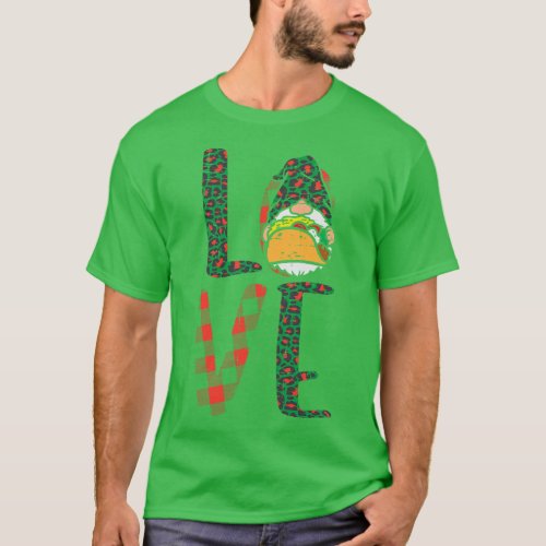 Love Gnome Taco Leopard Mexican Party Cinco De May T_Shirt