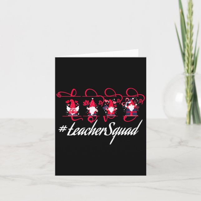 Love Gnome Teacher Squad Happy Valentine Gnome Tea Card (Front)