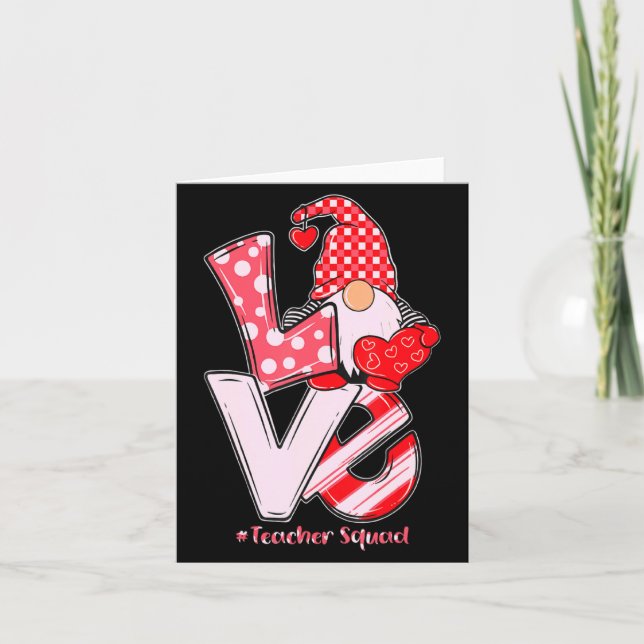 Love Gnome Teacher Squad Happy Valentine Gnome Tea Card (Front)