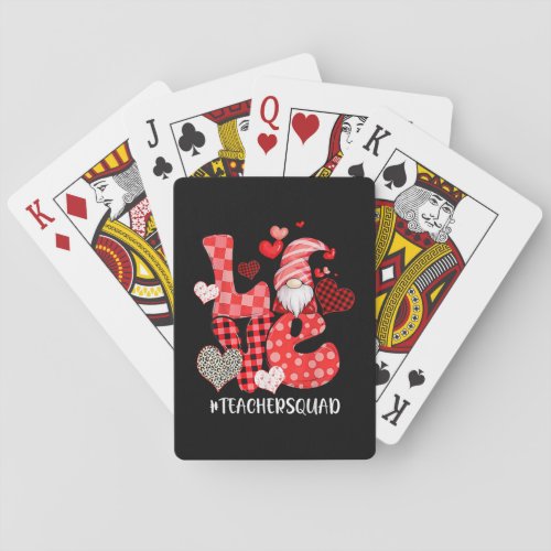 Love Gnome Teacher Squad Happy Valentine Gnome Tea Poker Cards