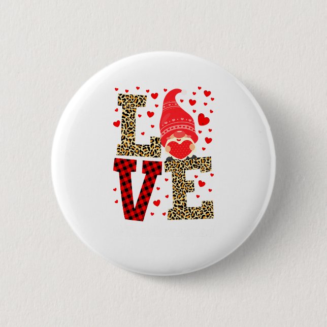 Love Gnome Teacher Squad Valentines Day Teacher St Button (Front)