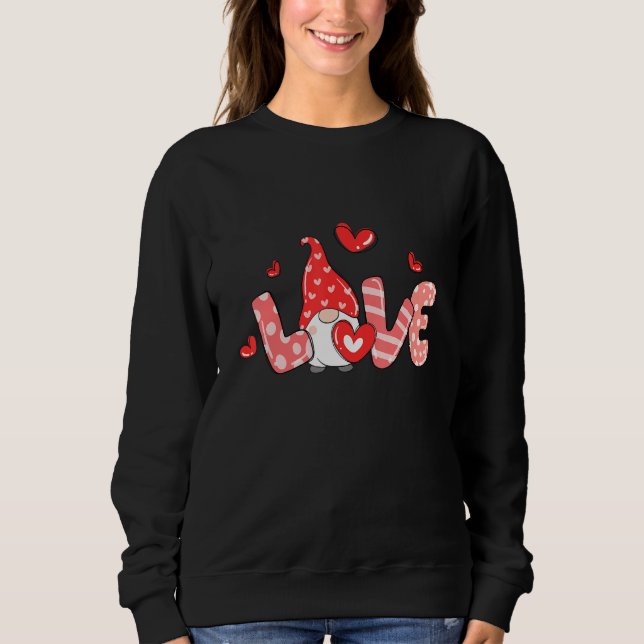 Love Gnome Valentine Day Love Heart Matching Coupl Sweatshirt (Front)