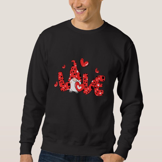 Love Gnome Valentine Day Love Heart Matching Coupl Sweatshirt (Front)