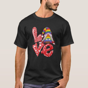 LOVE Gnome Valentines Day Gay Pride Rainbow LGBT H T-Shirt