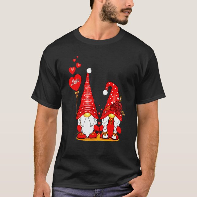Love Gnome Valentines Day, Love Valentine Gnomes H T-Shirt (Front)