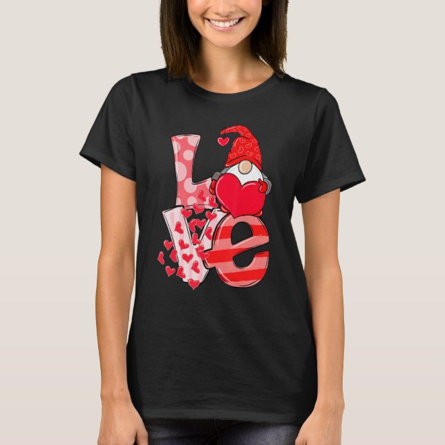 Love Gnome Valentines Day Love Valentine Pajamas G T-Shirt (Front)