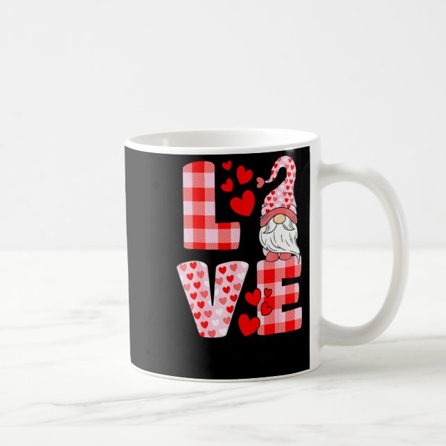 Love Gnome Valentines Day Red Buffalo Plaid Leopar Coffee Mug (Right)
