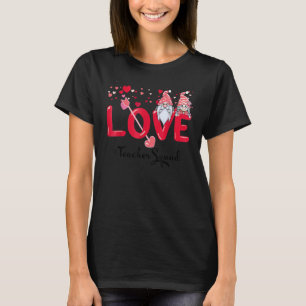 Love Gnome Valentines Day Red Buffalo Plaid Leopar T-Shirt