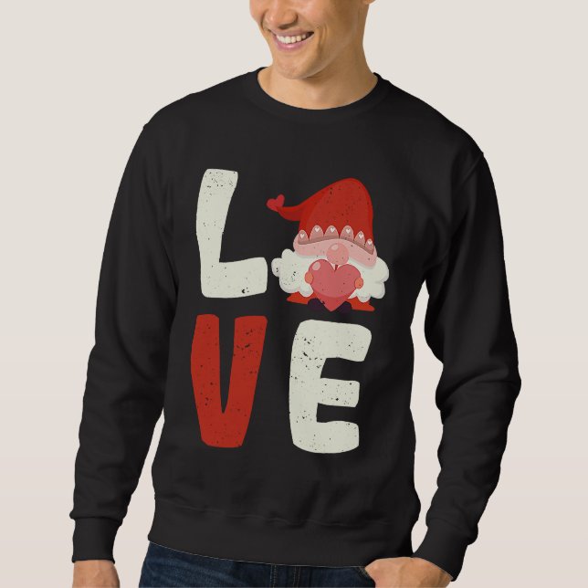 Love Gnome Valentine's Day  V Day Gnomes  Couples Sweatshirt (Front)